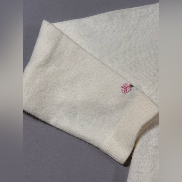 Cream Wool Embroidered 50’s style Cardigan New Oldstock Satin Lining Small? - Picture 8 of 12